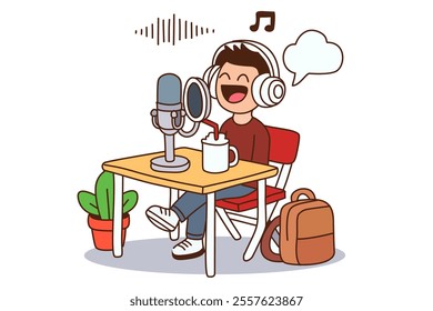 Podcast vector pack. Clipart cartoon.