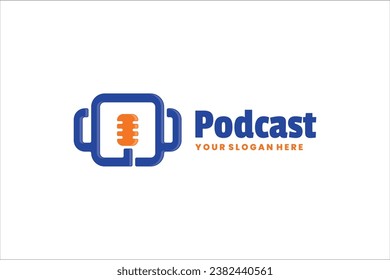Logo-Design der Podcast-Vektorgrafik
