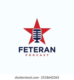 podcast veteran logo vector. logo templates