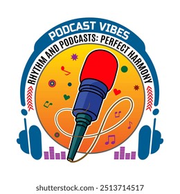Podcast vibes melhor e na moda única cor vetor personalizado camiseta Design Ilustração