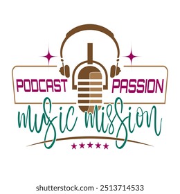Podcast Vibes Best And Trendy Unique Colorful Vector Custom Tshirt Design Illustration
