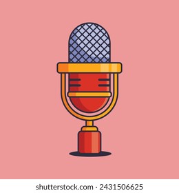 podcast vintage microphone cartoon vector illustration.
Vector cartoon Illustration suitable for poster, brochure, web, mascot, sticker, logo and icon.