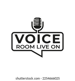 Podcast Voice room flat vector illustration, icon, logo design on white background