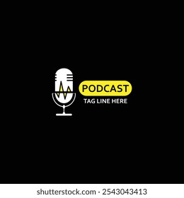 Podcast. Webcast audio record concept logo. Podcast radio sign. Vector illustration