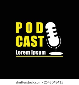 Podcast. Webcast audio record concept logo. Podcast radio sign. Vector illustration