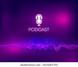 Podcast. Webcast audio record. Podcast radio signal. Audio record concept. Gradient design. Vector illustration.