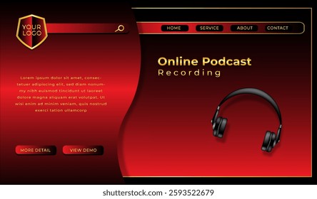 podcast website template red gradient background