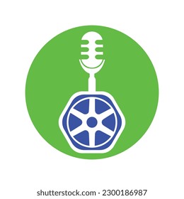 Podcast wheel vector logo template design. circle shape  vector illustration