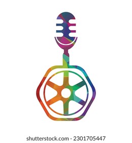 Podcast wheel vector logo template design . vector illustration