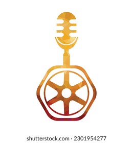 Podcast wheel vector logo template design. golden pattern vector illustration