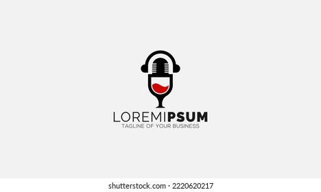 ilustración vectorial de diseño de logotipo de vino podcast