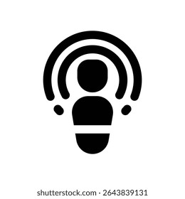 ícone de glifo do podcaster. Ícone vetorial forte e sólido para sites, interfaces móveis, apresentações e marca visual. Alta qualidade e fácil de editar.