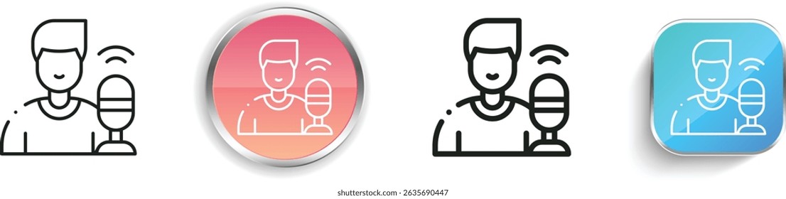 podcaster icon. Thin Linear, Regular and Button Style Design Isolated On White Background
