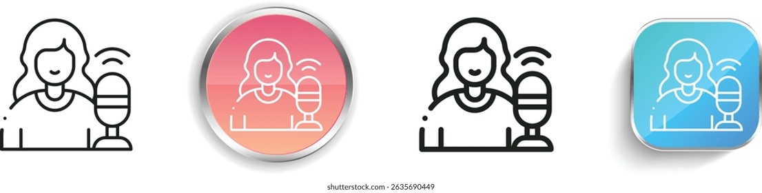 podcaster icon. Thin Linear, Regular and Button Style Design Isolated On White Background