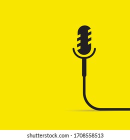 Podcasting graphic mic design vector template with yellow background. 