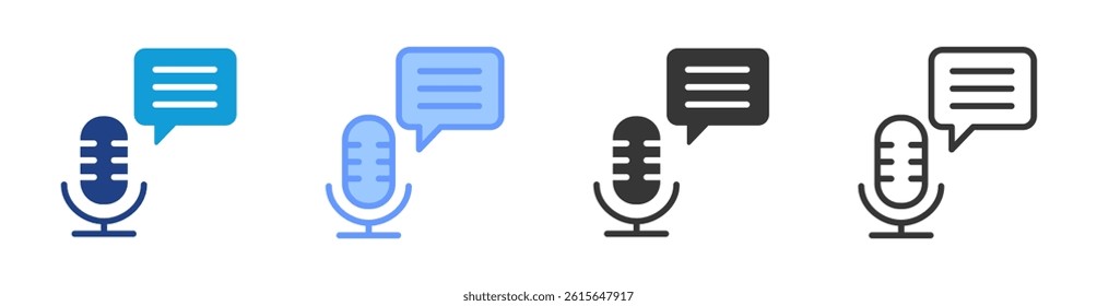 Podcasting icon set multiple style collection