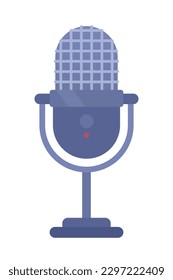 Podcasting microphone semi flat color vector object. Audio recording device. Editable icon. Full sized element on white. Simple cartoon style spot illustration for web graphic design and animation