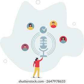 Popularidade do podcast e gravação online do podcast.Programa de comunicação com microfone. vida dos personagens .
