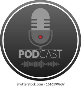 podcasting symbol with microphone and audio waveform vector illustration, a podcast recording concept log.o