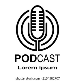 Podcast,Microphone icon logo design vector template. Podcast icon logo concept