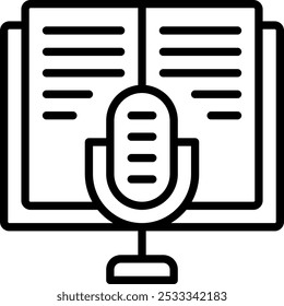 Podcasts para ícone de linha de formação educacional