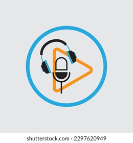 Podcasts Ilustración vectorial plana, icono, diseño de logotipo