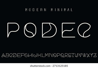 Podec - Modern Minimal Geometric Tech Font, Typography Creative Fonts, For Sport Fashion Movie, Vector Illustration