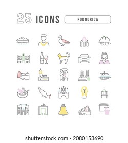 Podgorica. Collection of perfectly thin icons for web design, app, and the most modern projects. The kit of signs for category Countries and Cities.