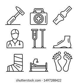 Podiatrist icons set. Outline set of podiatrist vector icons for web design isolated on white background