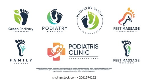 Podiatrist logo set with creative element style Premium Vector