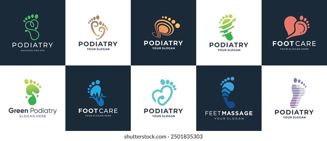 Podiatrisches Logo-Set mit kreativem Element-Stil