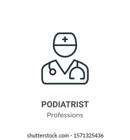 Podiatrist outline vector icon. Thin line black podiatrist icon, flat vector simple element illustration from editable professions concept isolated on white background