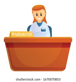 Icono de recepción podiatrista. Caricatura de un ícono vector de recepción podiatrista para el diseño web aislado en fondo blanco