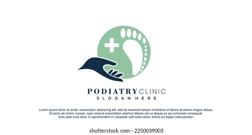 Podiatry logo with creative concept design vector icon illustration