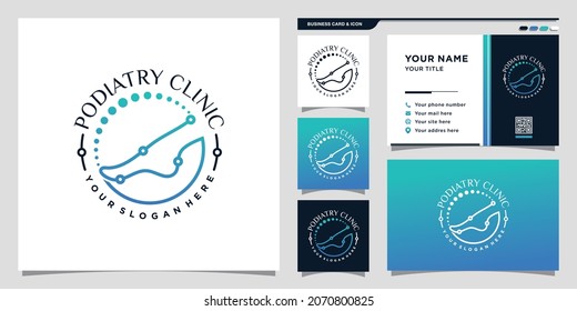 Podiatry logo with creative unique concept and business card design Premium Vector