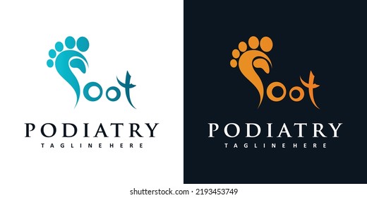 Podiatry logo design with simple concept premium vector