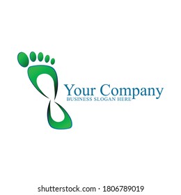 Podiatry Logo Isolated on white background. fresh and modern foot Care Logo green and blue Icon design