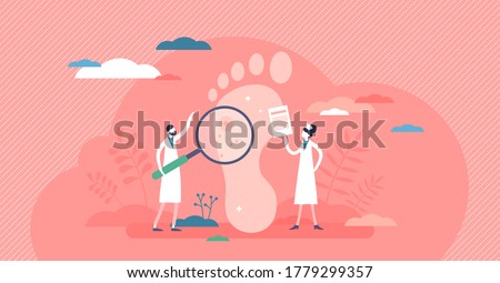 Podiatry as medicine brunch devoted to foot, leg, lower extremity and ankle tiny persons concept. Doctor surgical treatment of disorders and diagnosis knowledge. Abstract patient inspection scene. Zdjęcia stock © 