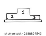 podium 1, 2 and 3 place. winner podium icon doodle hand drawn. Outline line drawing clipart symbol. Vector illustration