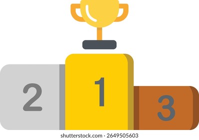 Podium with 1st 2nd 3rd Positions and Trophy – Flat Vector Leaderboard Illustration