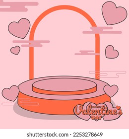 podium 2d design flat valentine day sale