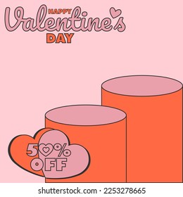 podium 2d design flat valentine day sale