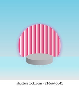podium 3d on background vector geometry shape circle presentation stand grey background red