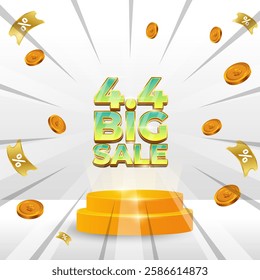 Podium of 4.4 big sale. Gold, Isolated