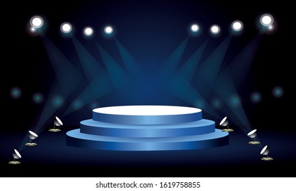Podium, abstract futuristic background, 
blue ultraviolet concept, realistic vector illustration