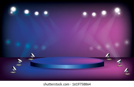 Podium, abstract futuristic background, ultraviolet concept, realistic vector illustration