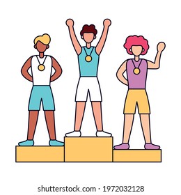 Podium with athlete character icon