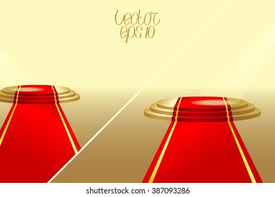 Podium for Award Ceremony with Reflection. Vector illustration
