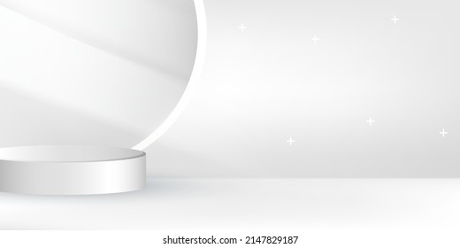 Podium background design for product presentation, branding and packaging presentation. Background with architectural elements on podium stage