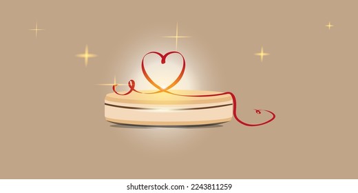 podium background with love shaped ribbon